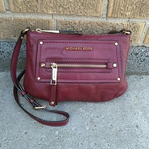 Michael Kors Burgundy Studded Leather Crossbody